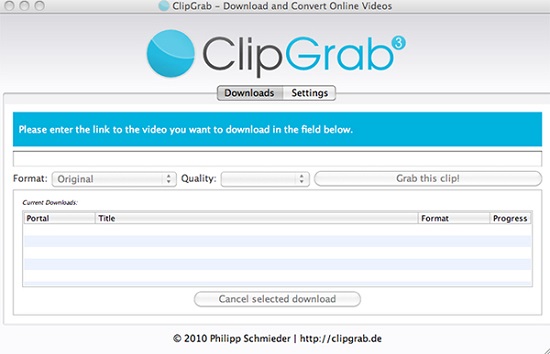 ClipGrab (бесплатный загрузчик музыки для YouTube для Mac)
