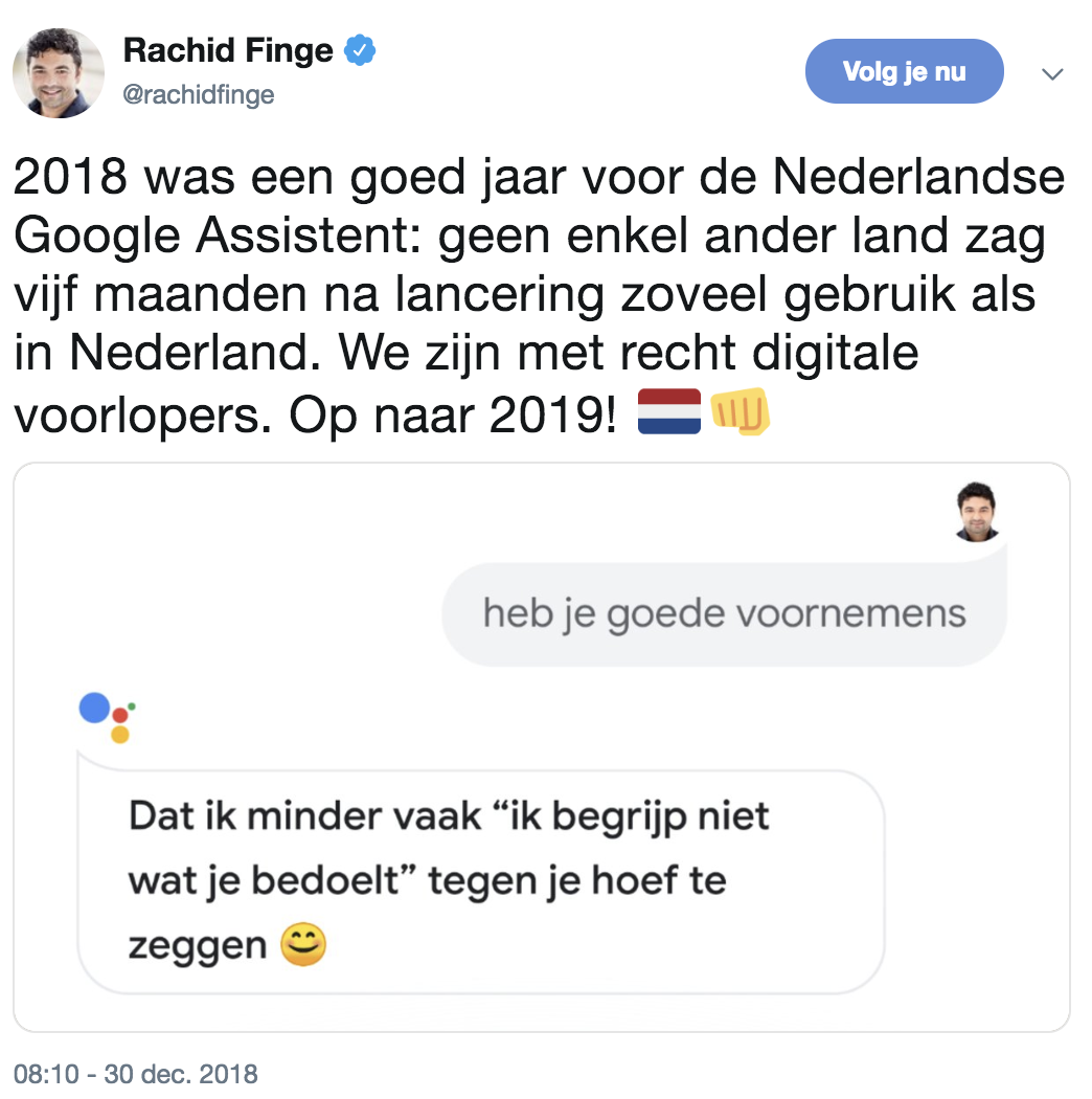 По словам представителя Google Netherlands Рашида Финга, в другой стране не было так много использования Google Assistant после запуска