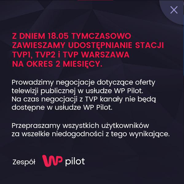 18/05/2018, 20:40   Три канала TVP были доступны в WP Pilot по принципу «обязательно иметь при себе» (screen: Pilot
